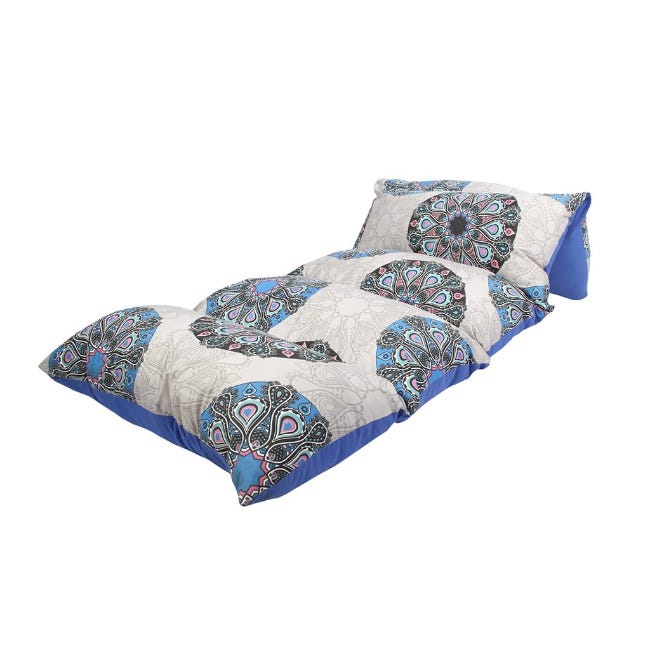 Microfiber Floor Foldable Mattress, 230x90 cm - Blue Beige