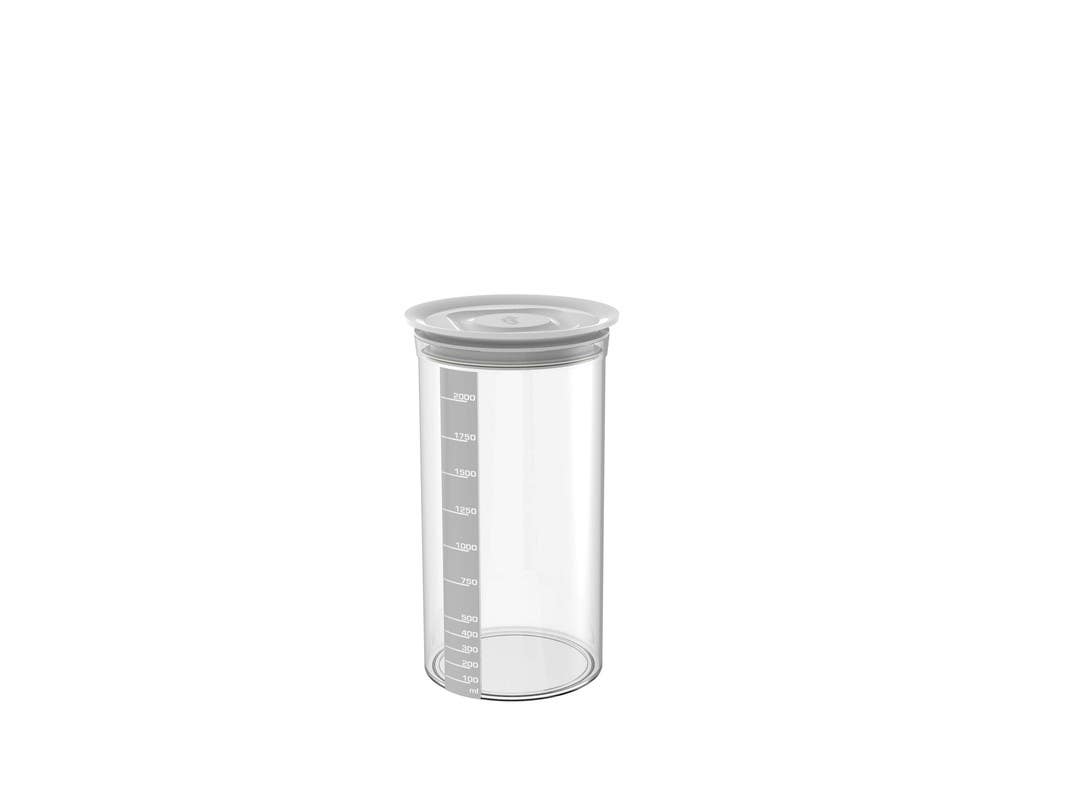 Biesse Storage Canister, Round, Plastic, 1 liter - White Clear