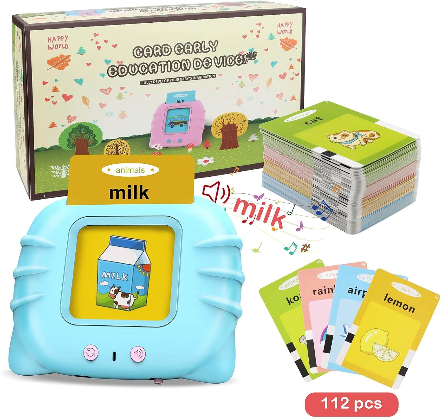 Awh Audible Design Plastic Flash Cards, 112 Pieces - Multicolor