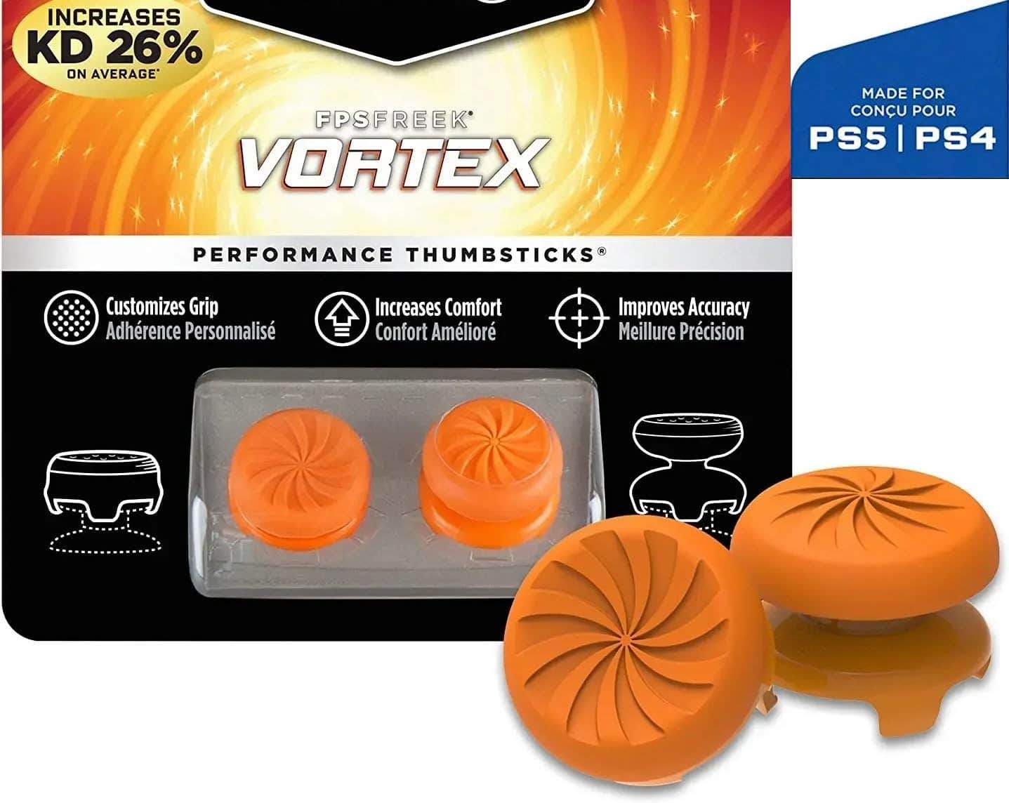 Aztec Cases Silicone Controller Thumb Grips Caps for PlayStation, Xbox One, 2 Pieces - Orange