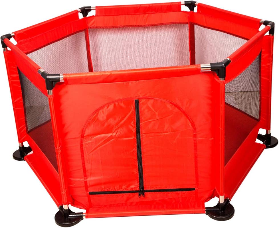 Playpen with Basket for Babies And Toddlers - Red