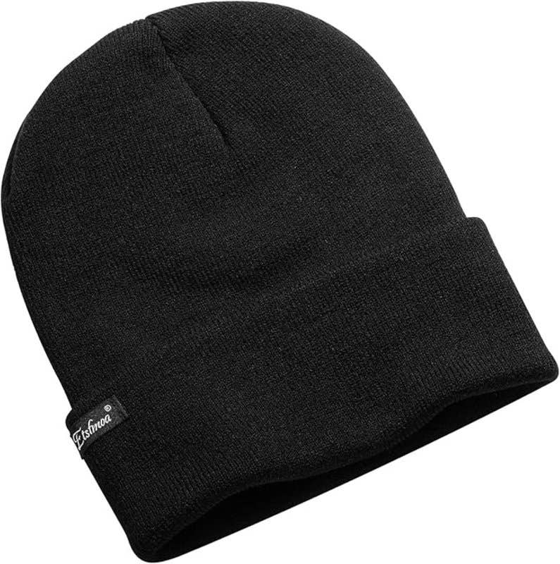Etsfmoa Knit Beanie Hat for Unisex - Black