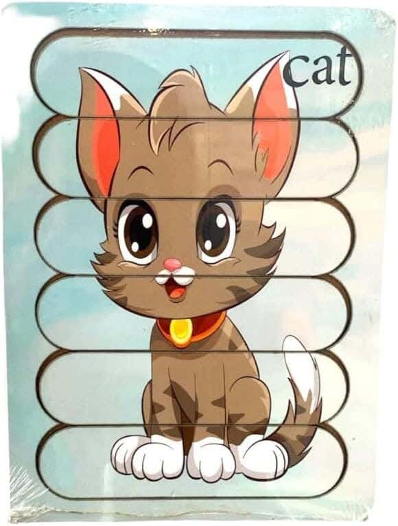 Alsafwa R7-3-F Cat Slide Puzzle - Blue Grey