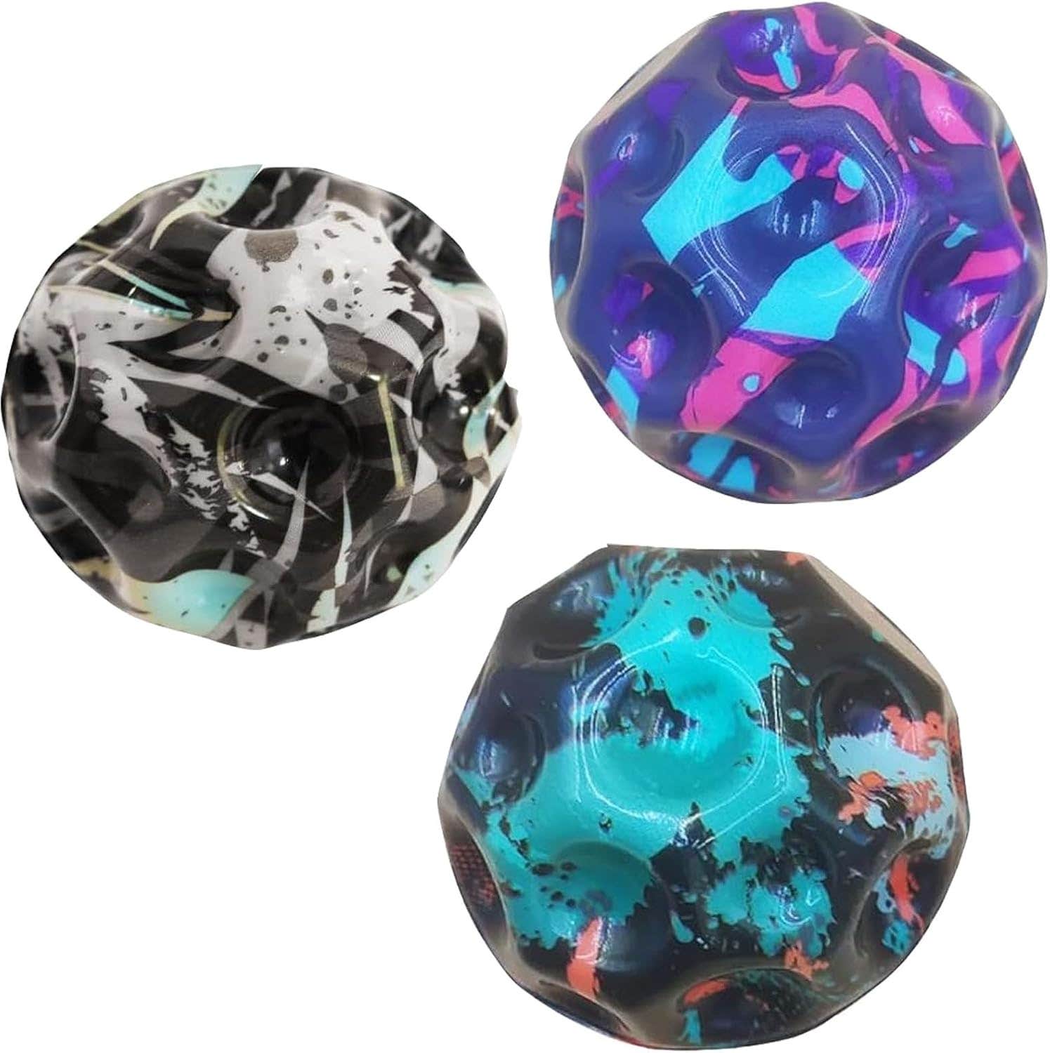 Tkgeoue Bouncy Design Rubber Astro Jump Ball, 3 Pieces - Multicolor