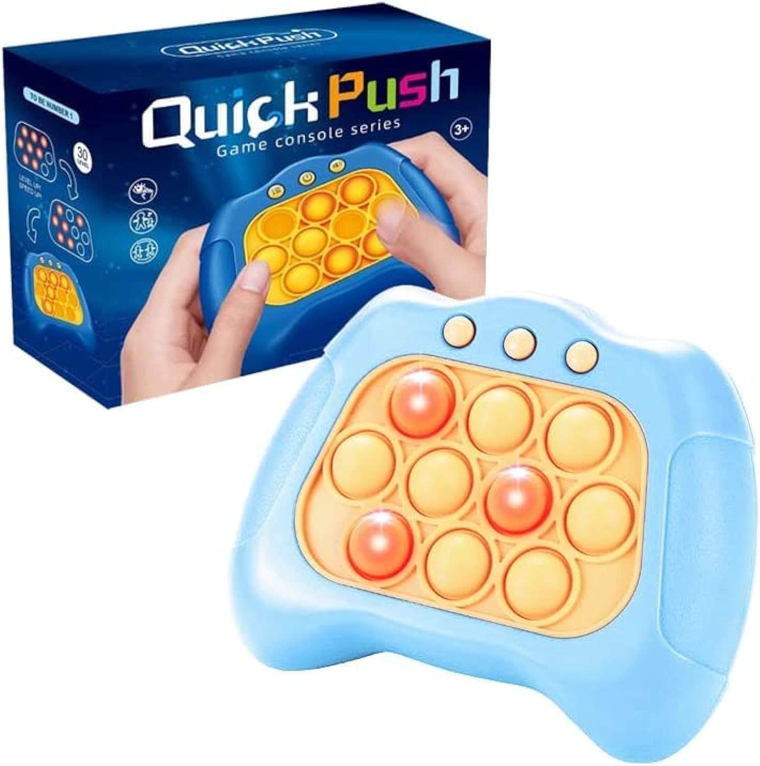 Quick Push Plastic Pop Pop It Fidget Toy - Blue Orange