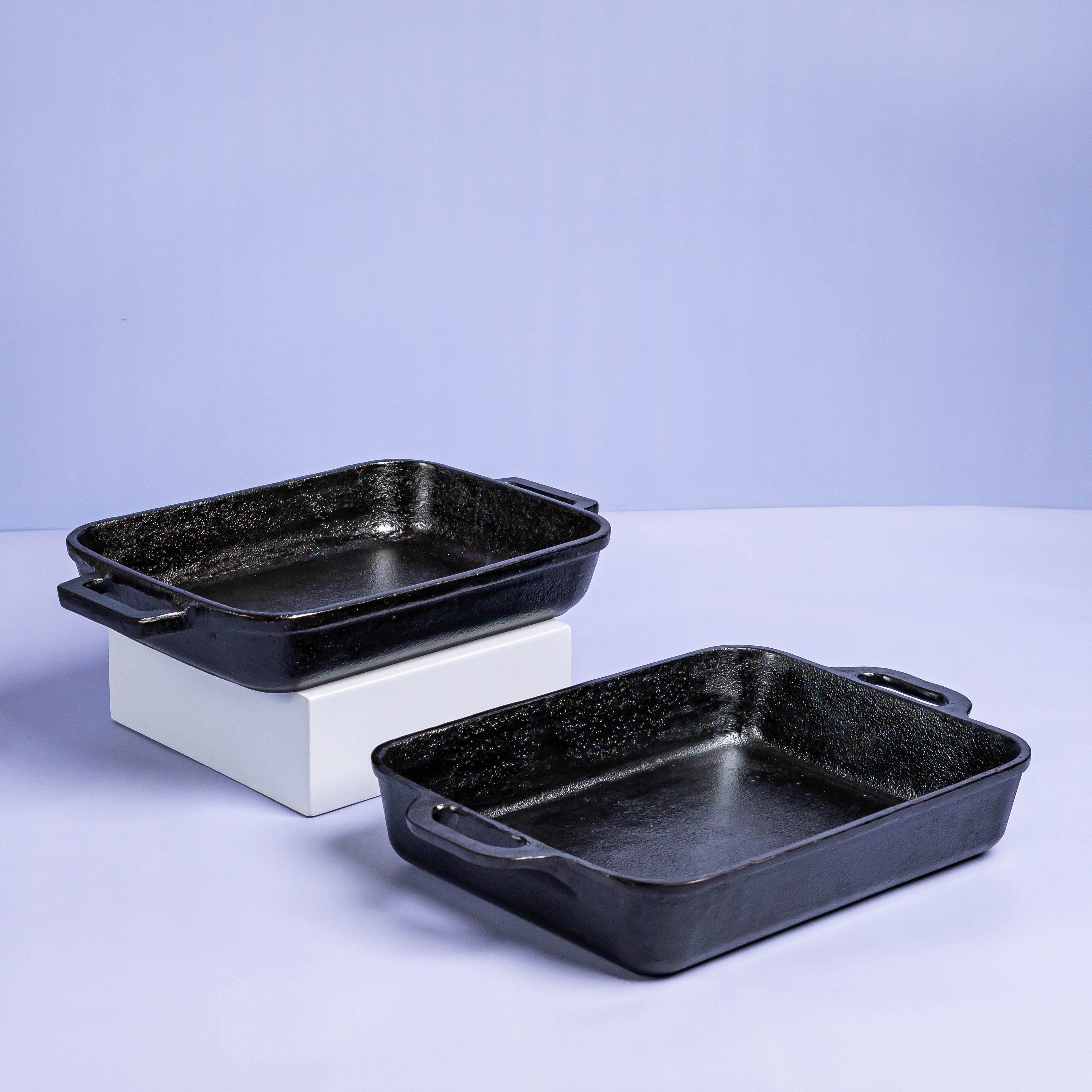 Homepro Cast Iron Oven Tray Set, 2 Pieces - Black