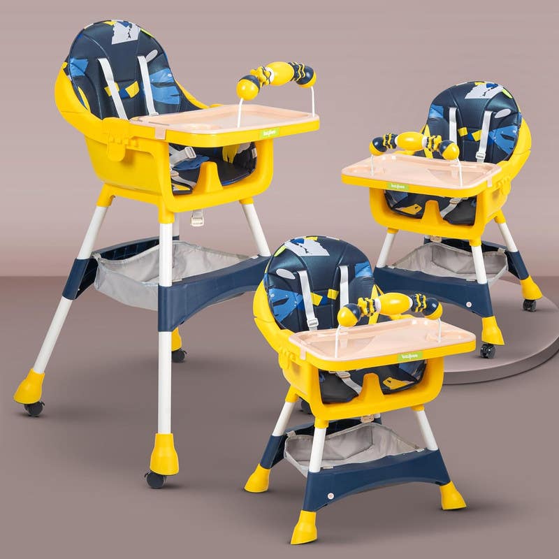 Long Dining Chair for Two-Level Children - Blue Yellow