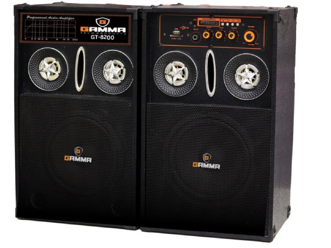 Gamma GT-8200 Speaker, Remote Control, 2 Pieces, Bluetooth, Microphone, 49×29×24 cm - Black