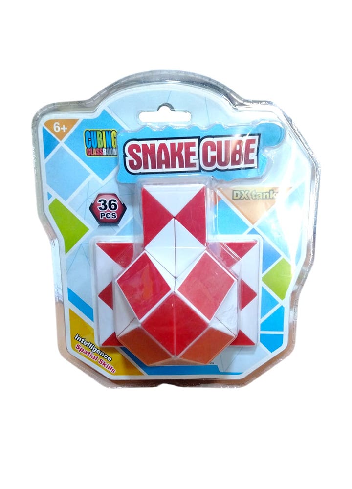 Alsafwa W26-33-2 Magic Snake Cube Toy for Unisex Children - Red White