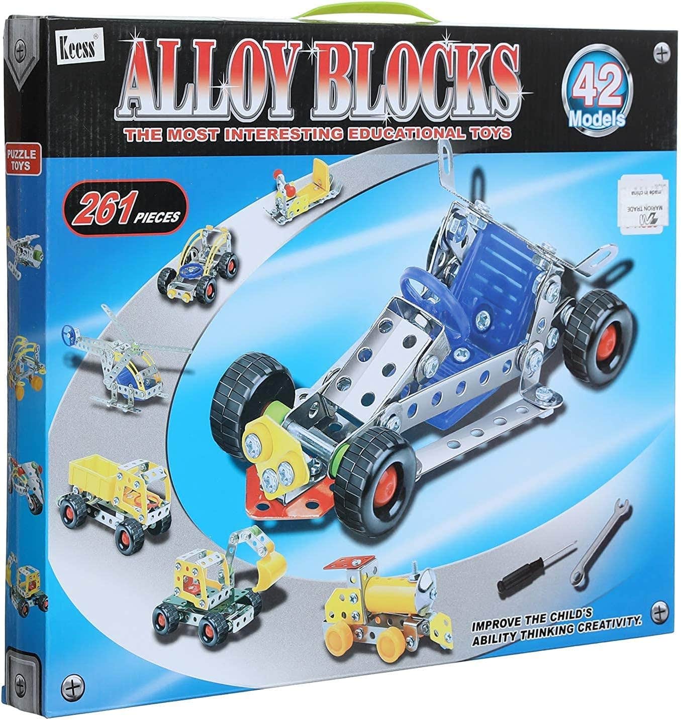Alloy Building Blocks, 261 Pieces - Multicolor