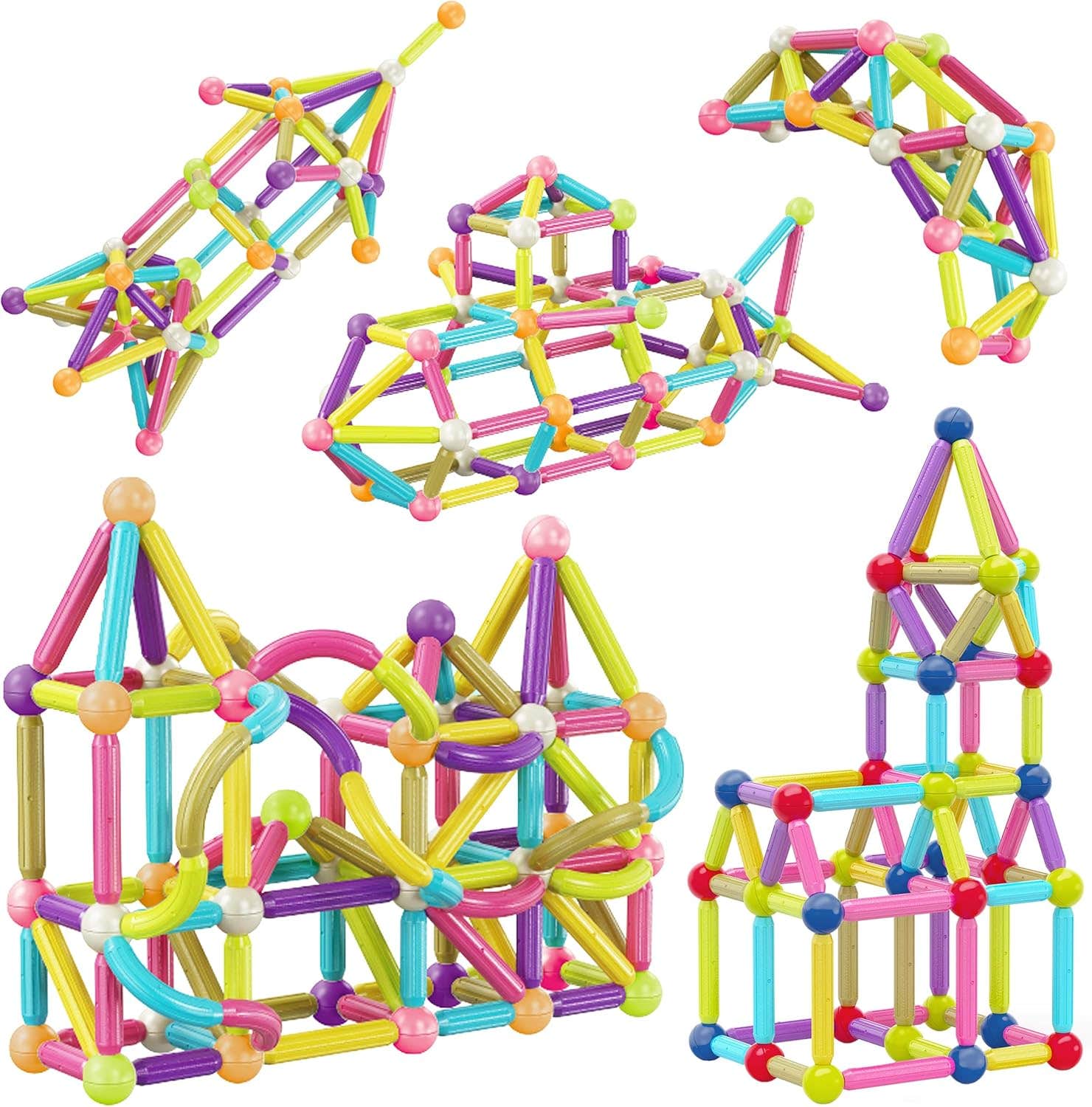 Picassotiles STEM Education Design Building Block Set, 100 Pieces - Multicolor