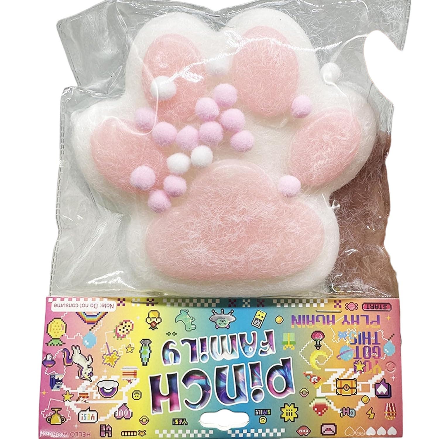 Titata Stress Relief Design Silicone Paw Squishy Toy - Pink White