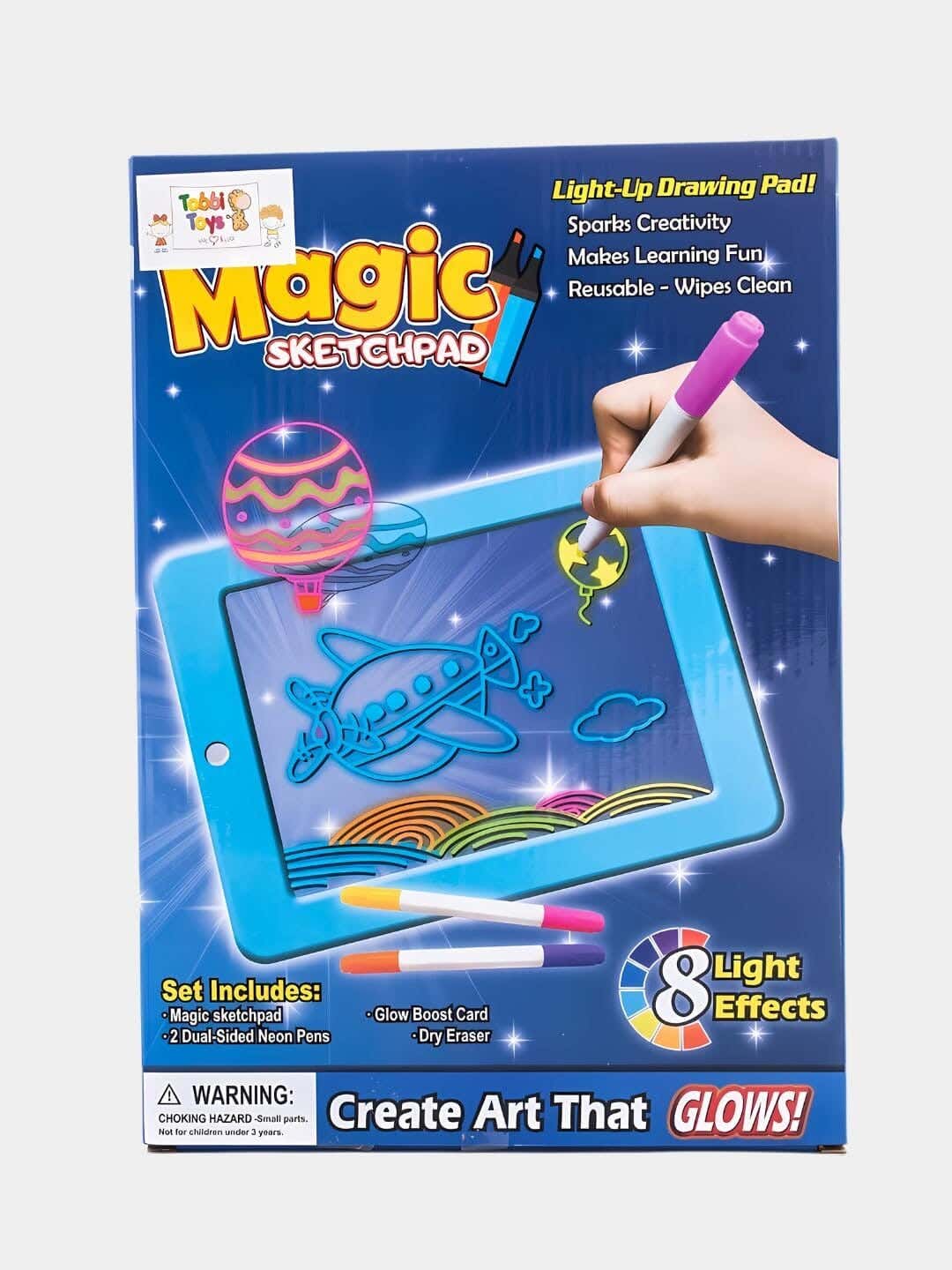 Alsafwa Drawing Board with Color Change Button, 6 Neon Pencils - Multicolor