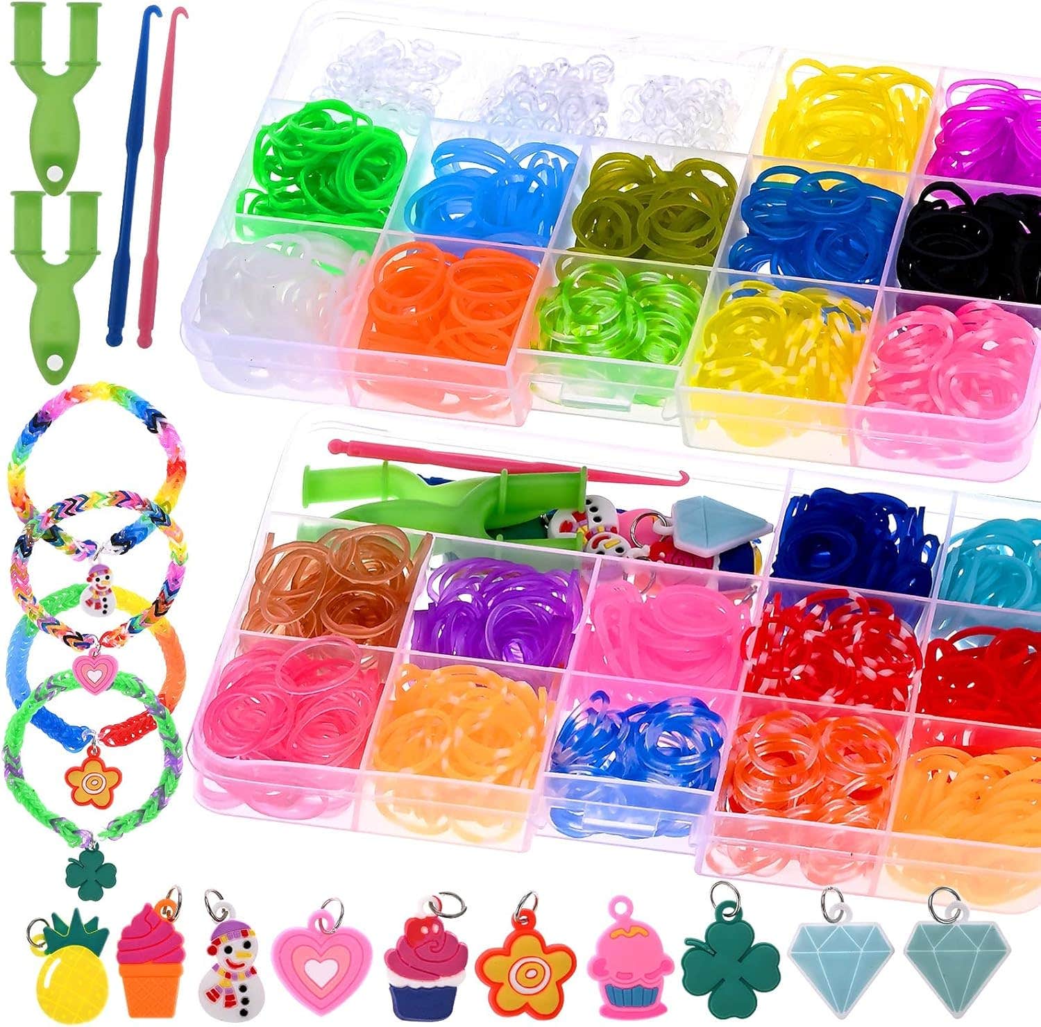 Goldge Elastic Design Rubber Rubber Elastic Bracelets, 1200+ Pieces - Multicolor