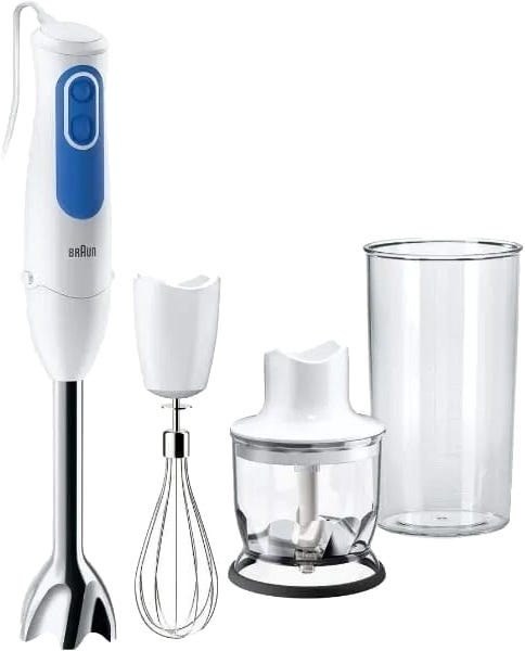 Braun Mq3025 Multiquick3 Hand Blender, 700 Watt, 2 Speeds - White Blue
