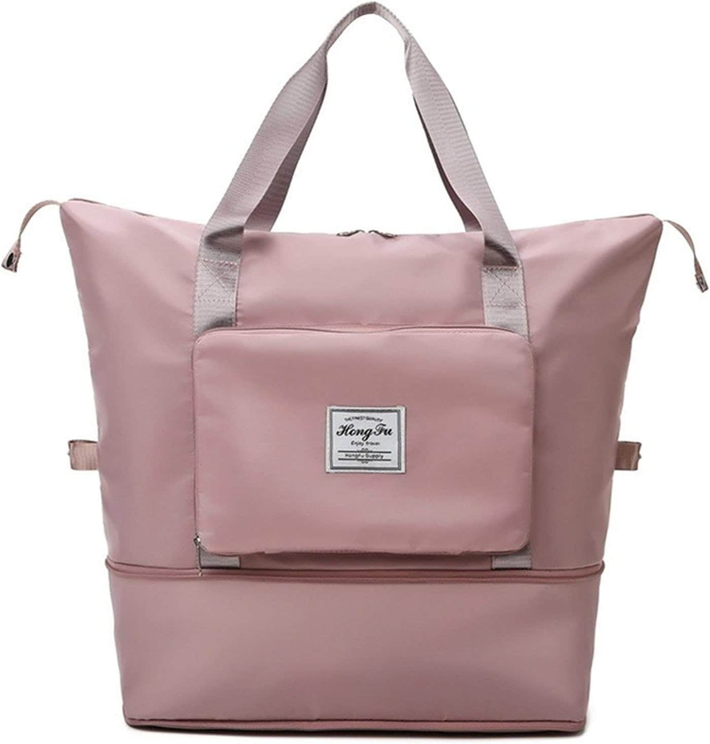 Zlydg Dry and Wet Separation Waterproof Travel Duffel Bag, Large - Pink