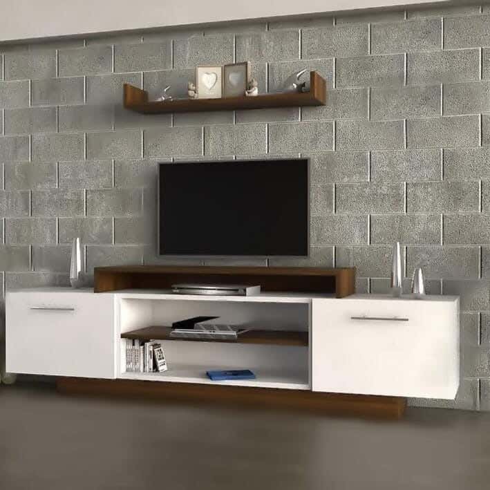 Modern Mdf Wooden Tv Table, 180 X 50 X 30 Cm - White Wooden