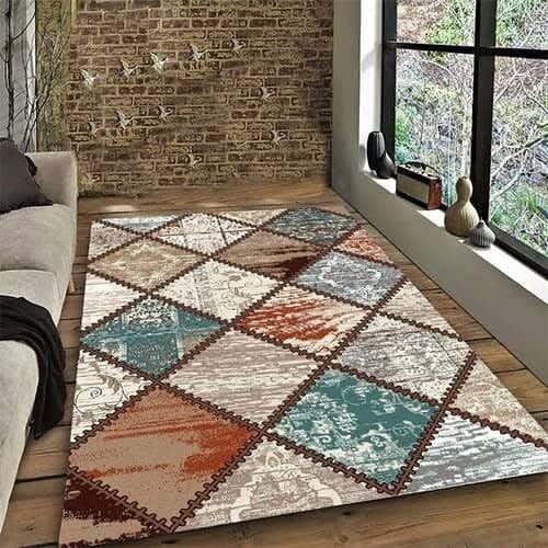 Line Sleep Dots Fabric Carpet protector, 160x250 cm - Multicolor