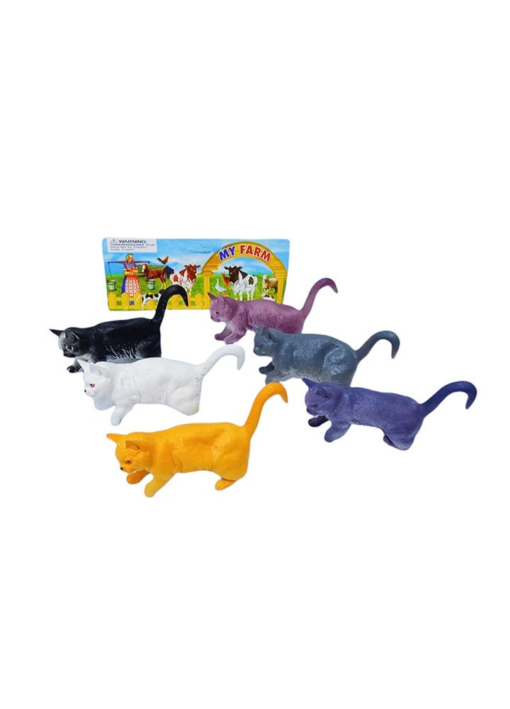 Alsafwa w42-32 3D Cats Toy for Unisex Children, 6 Pieces - Multicolor