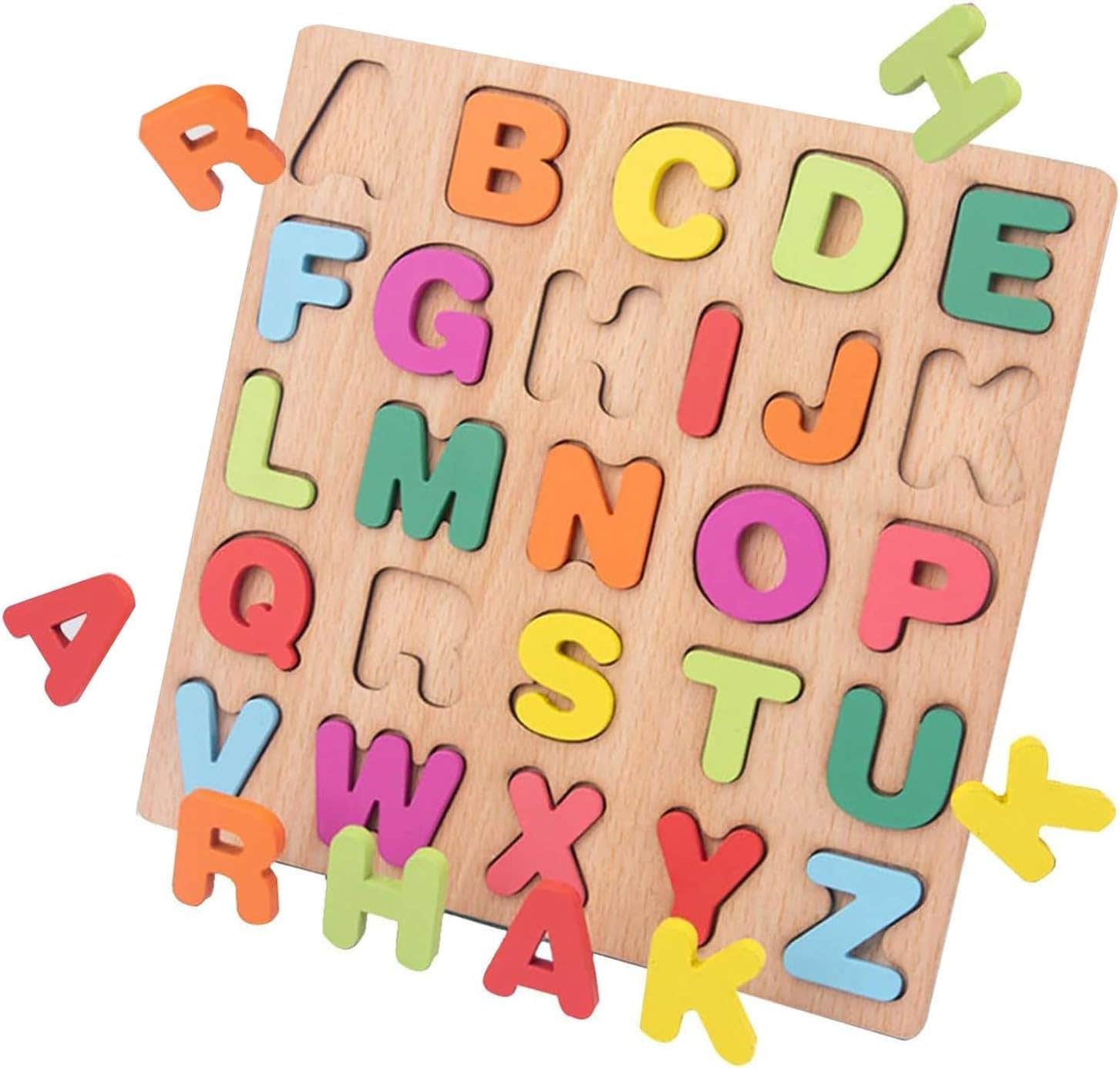 Capital Letters Design Wood Puzzle Set - Multicolor