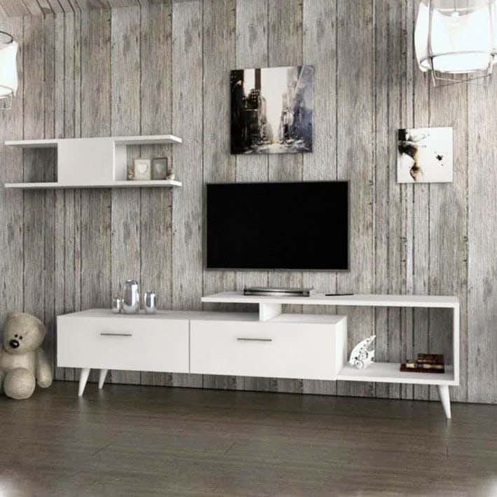 Modern Mdf Wooden Tv Table, 160 X 53 X 30 Cm - White