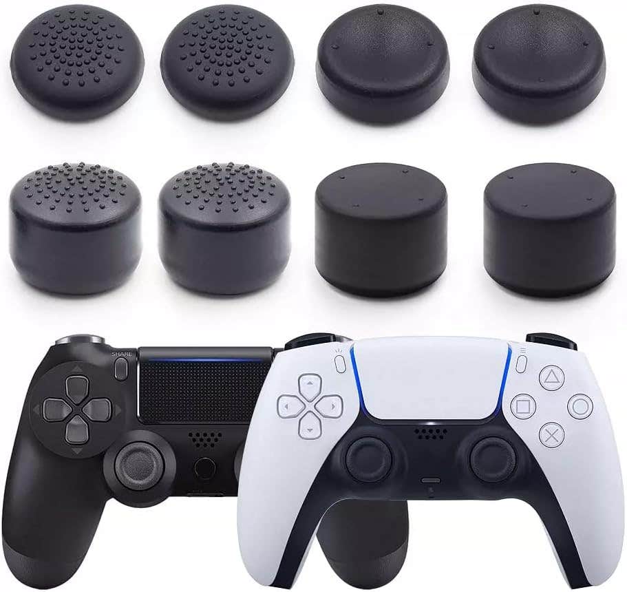 Smalala Silicone Controller Thumb Grips Caps for PlayStation, Xbox One, 8 Pieces - Black