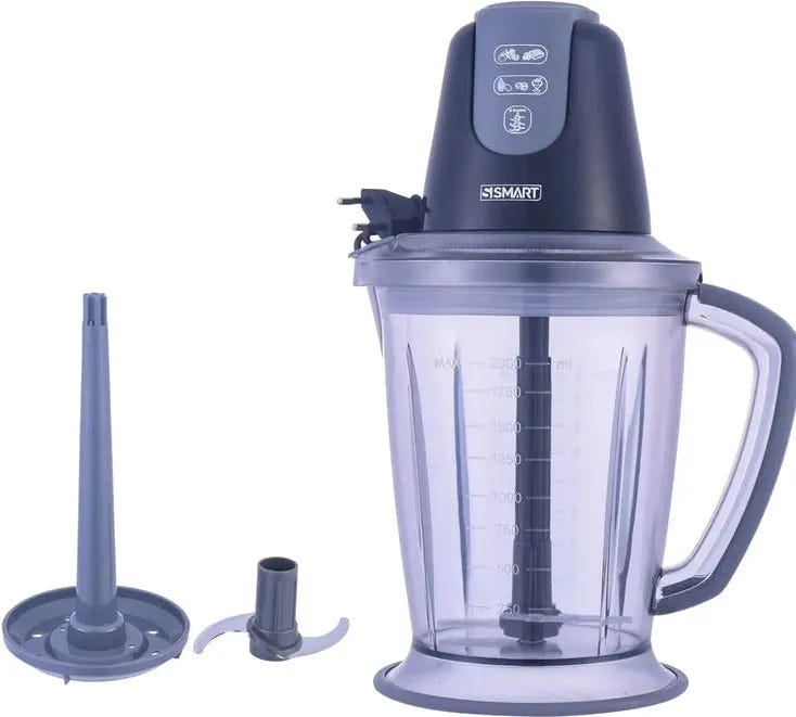 S Smart SCH6110E Chopper, 600 Watt, 2 Liters - Black