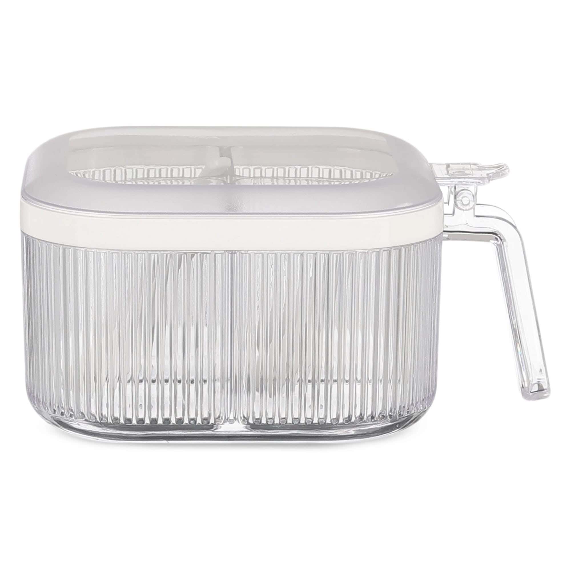 Folly Life Spice Organizer, 4 Compartments With Lid, Square, Acrylic - Clear
