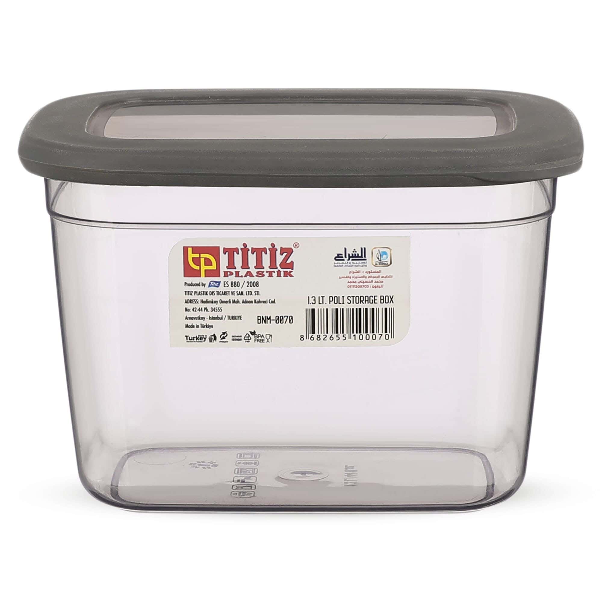 Folly Life Storage Jar With Lid, 1300Ml, Square, Plastic - Grey