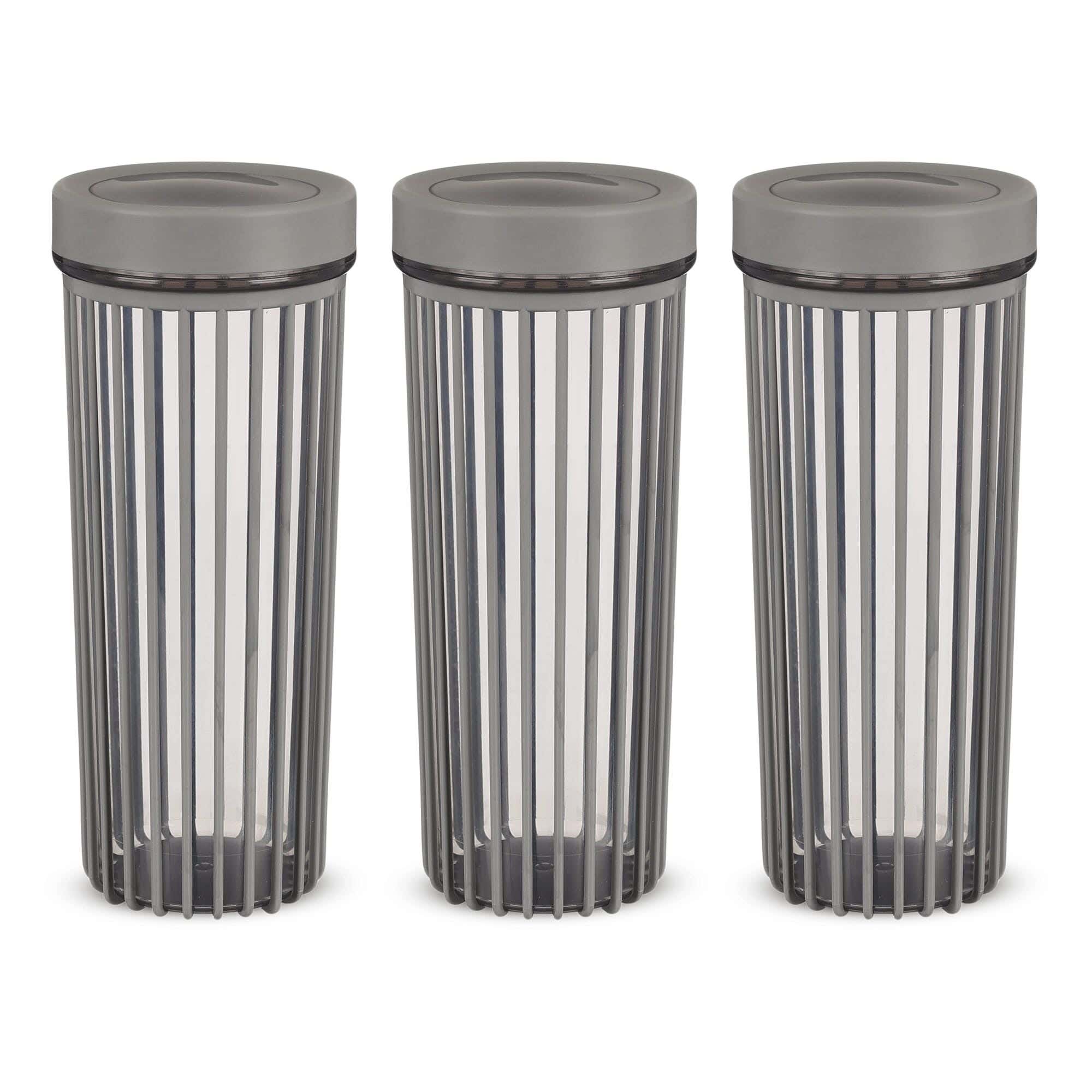 Folly Life Storage Jar Set, 3 Pieces, 1700Ml, Plastic - Gray