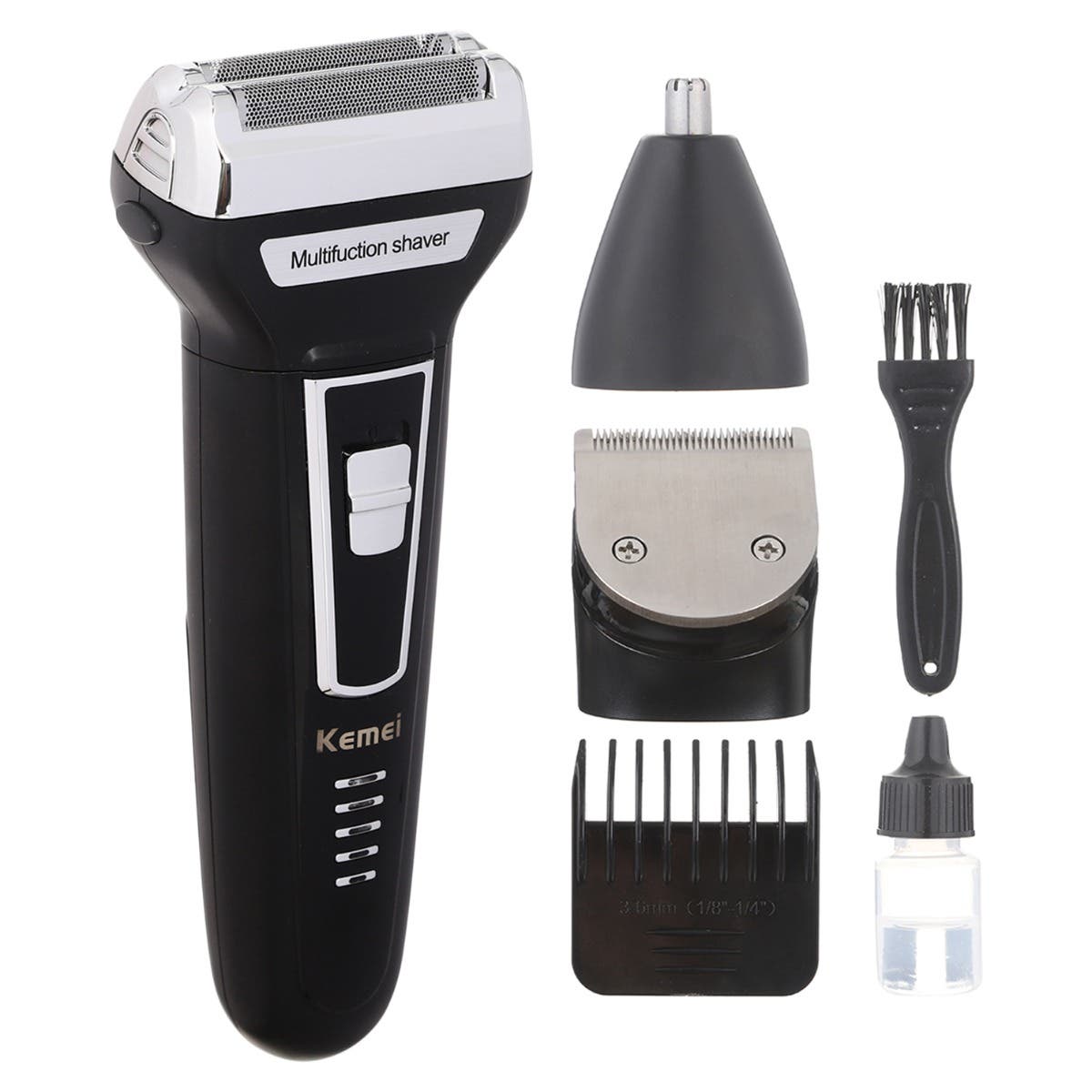 Kemi KM-6558 Rechargeable Multi Function Shaver, 3×1 - Silver Black
