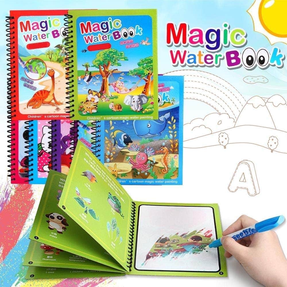 Reusable Design Magic Water Colouring Book, 4 Pieces - Multicolor