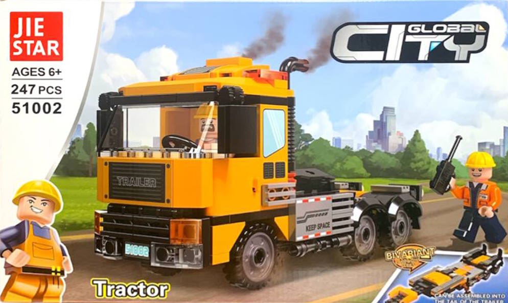 Jie Star W71-439 Tractor Plastic Lego Building Set, 247 Pieces - Multicolor