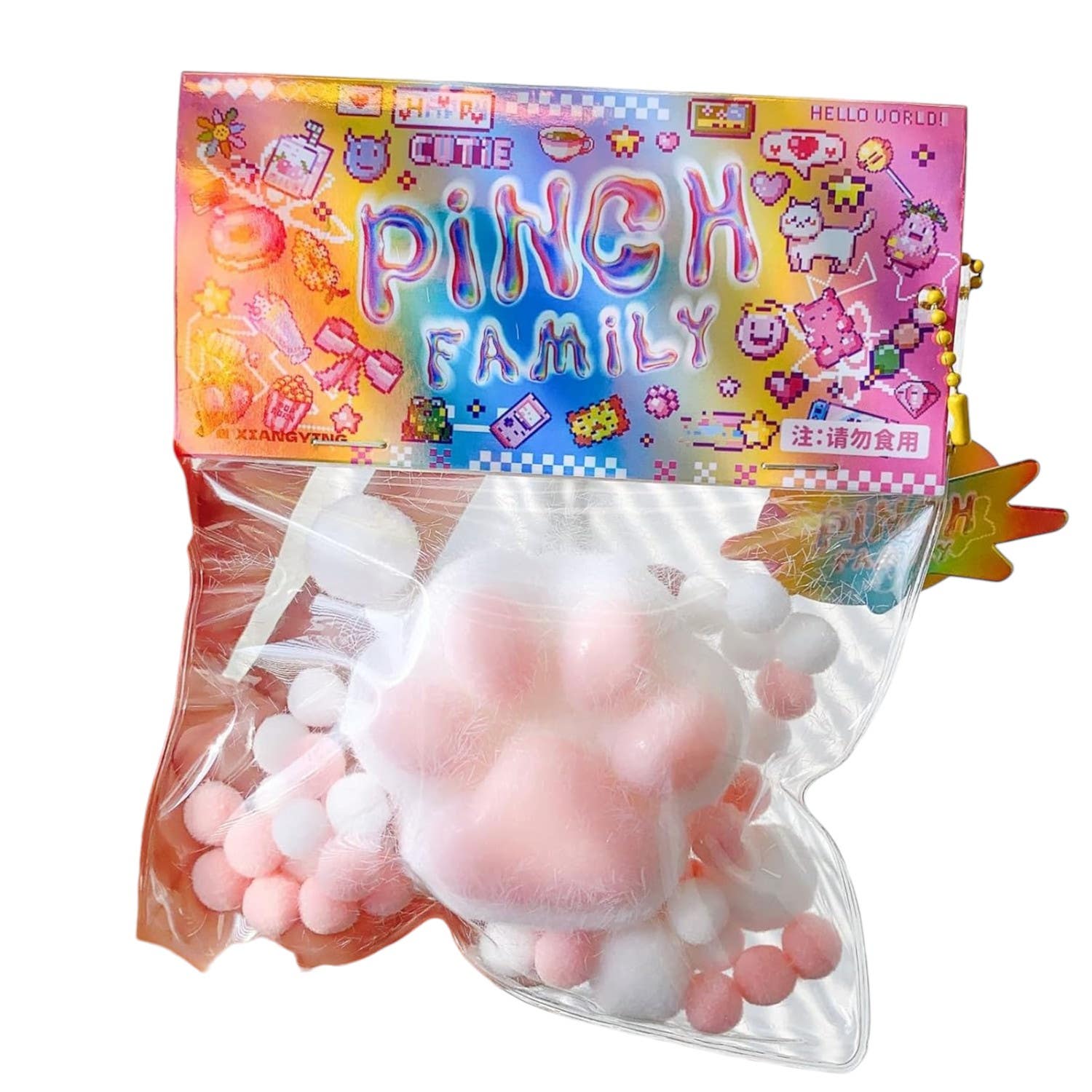Jgmztzt Kawaii Design PVC Squishy Toy - Pink White
