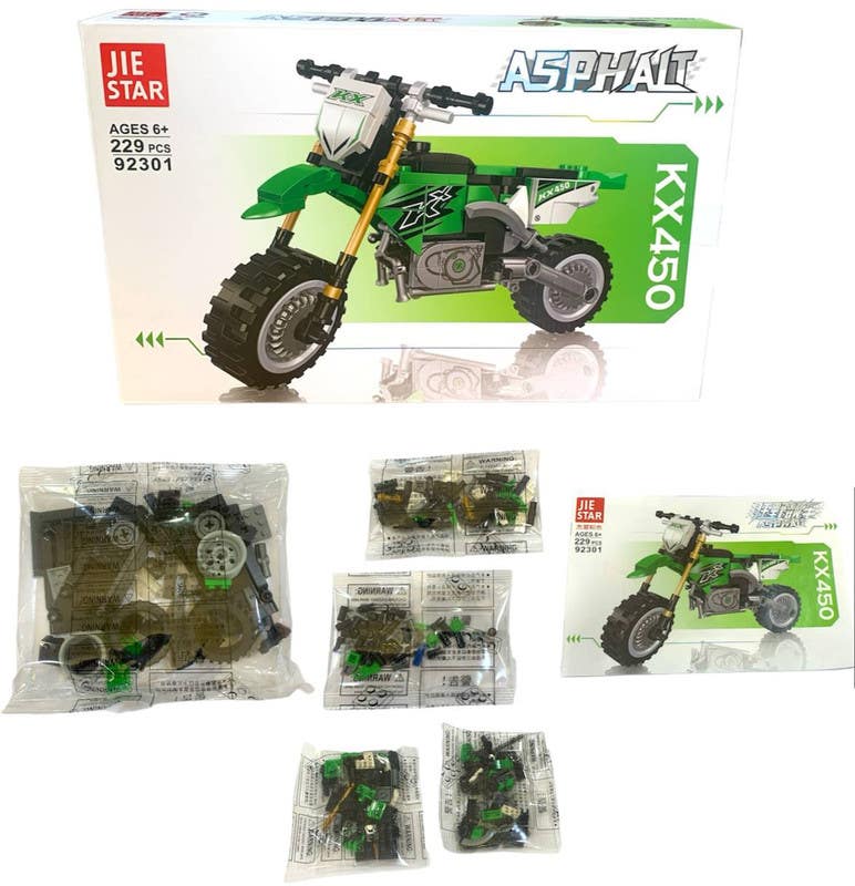 Jie Star W71-440 Motorcycle Plastic Lego Building Set, 229 Pieces - Multicolor