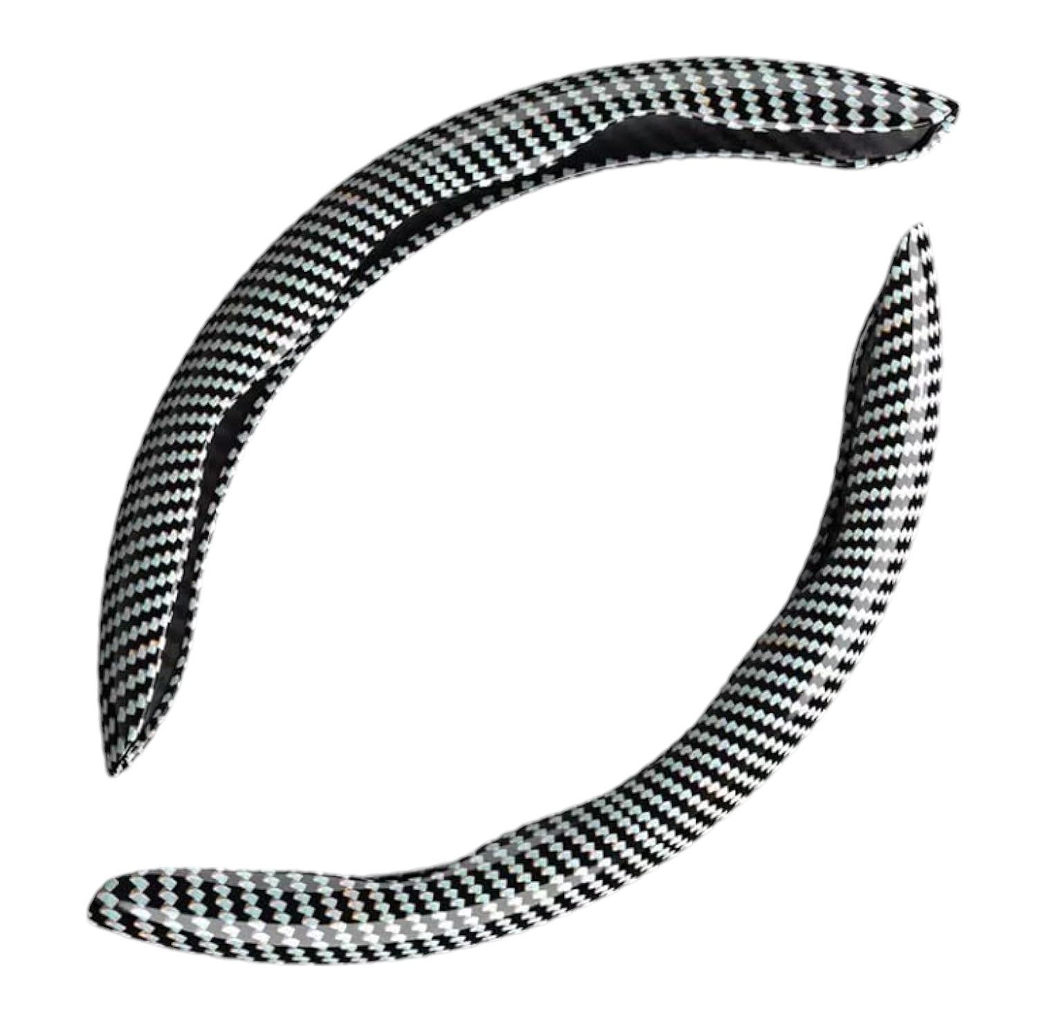 Carbon Fiber Steering Wheel Handle Cover - Black Silver