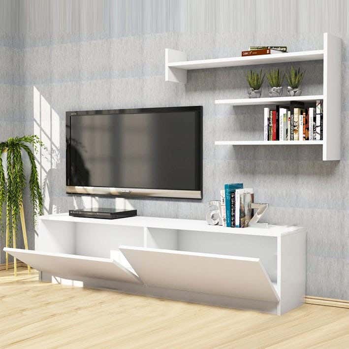 MDF Wooden Tv Unit, 140X45X30 Cm - White