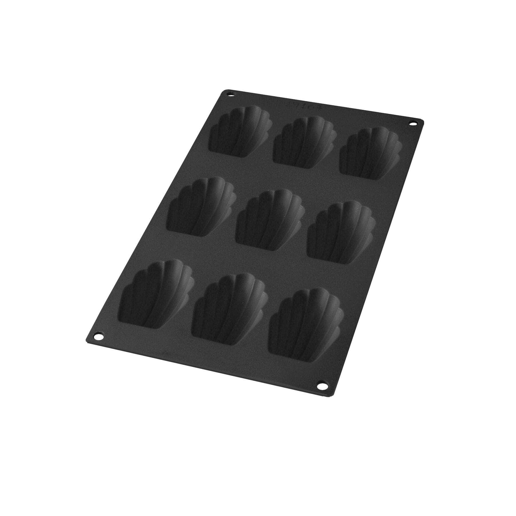 Madeleine cake mold, 9 cavities, silicone - black