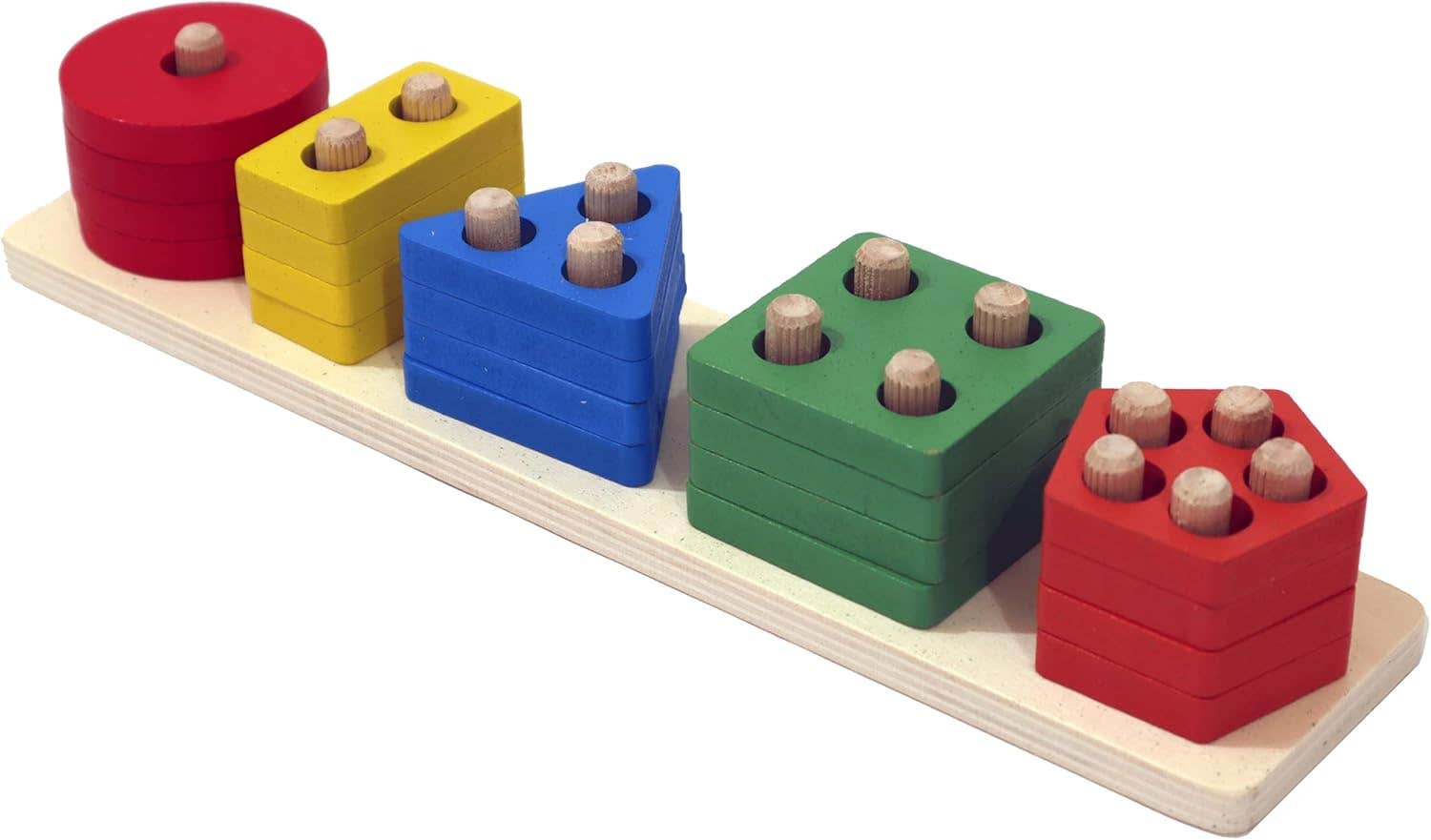 Grizzly Educational Design Wood Geometric Shape Matching Blocks - Multicolor