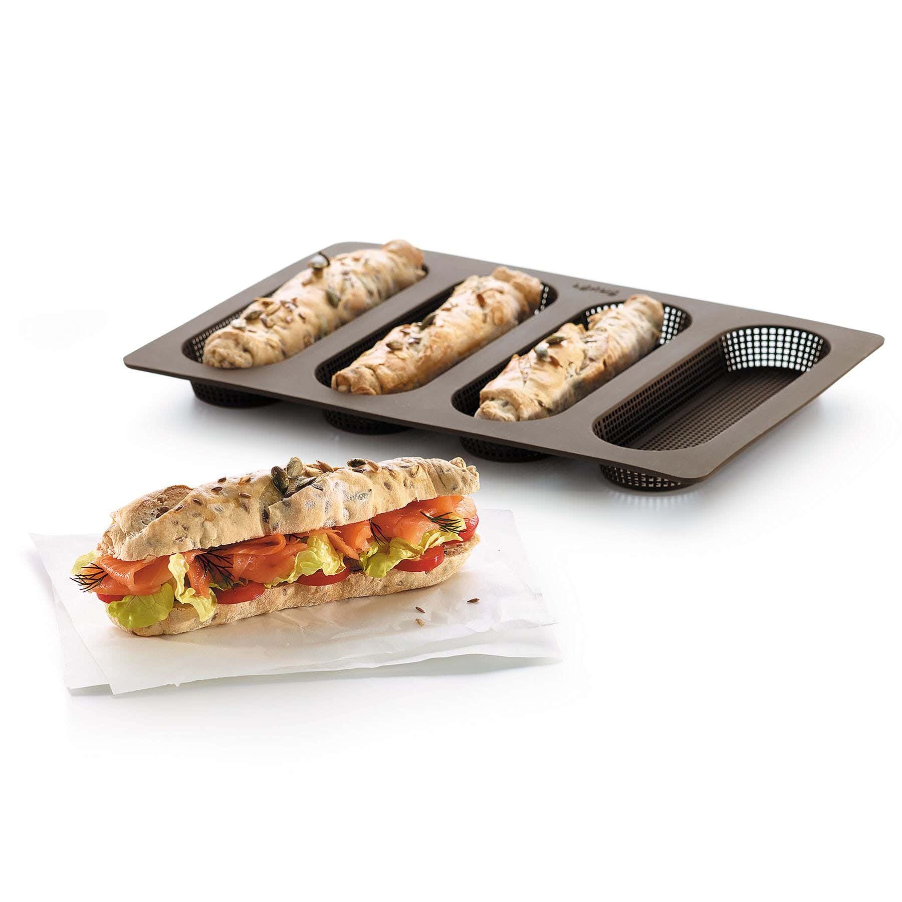 Mini baguette mold, silicone - brown