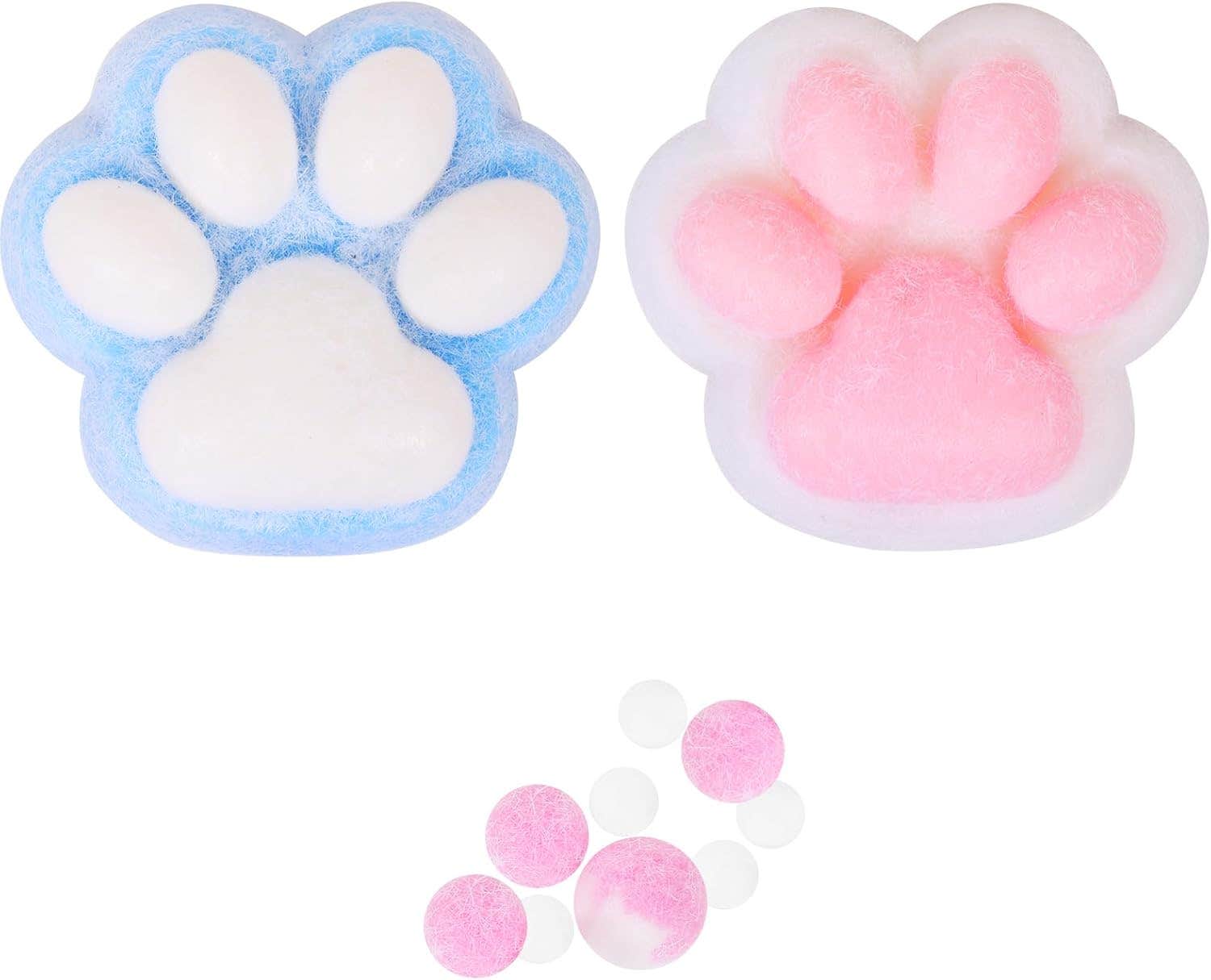 Jiacai Stress Relief Design Big Squishy Cat Paw Squishy Toy, 5 Inch, 2 Pieces - Pink Blue