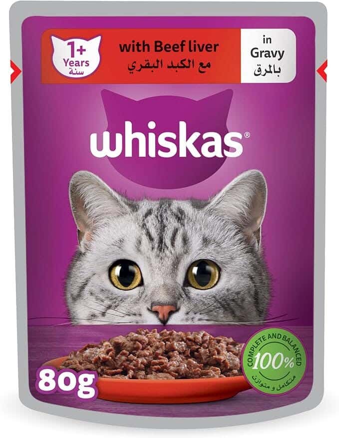 Whiskas | Cat Food for 1 year and older - Beef Liver | 80g