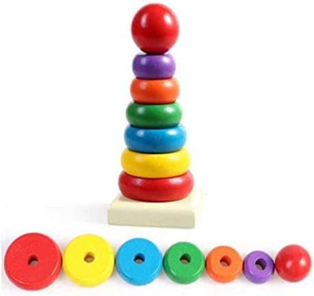 Educational Design Wooden Stacking Tower, 7 Pieces - Multicolor