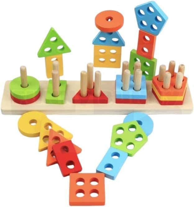 Geometric Shapes Design Wood Educational Toy - Multicolor