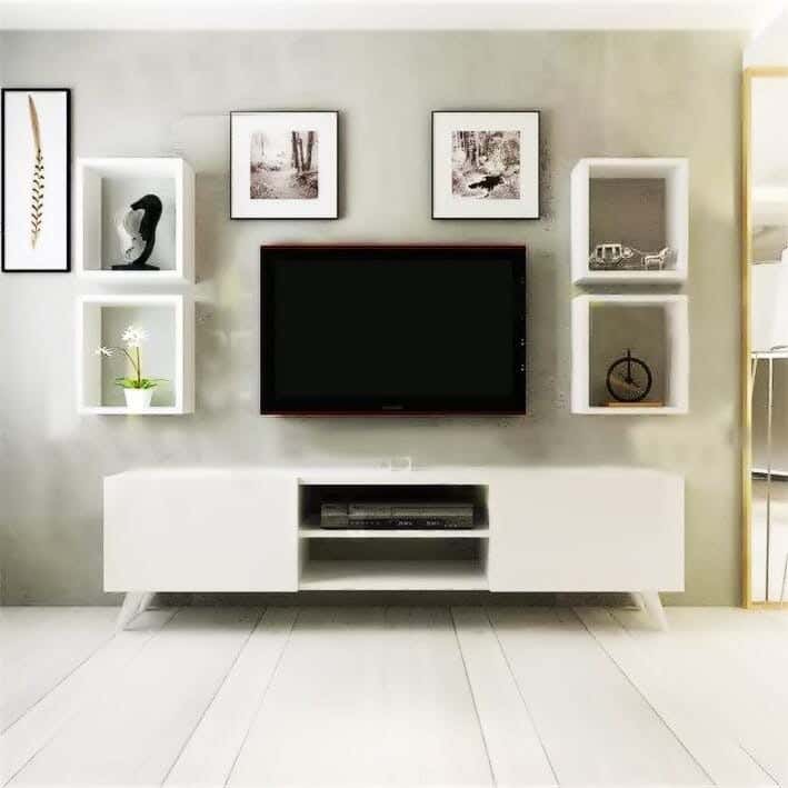 Modern Mdf Wood Tv Table, 180 X 50 X 30 Cm - White