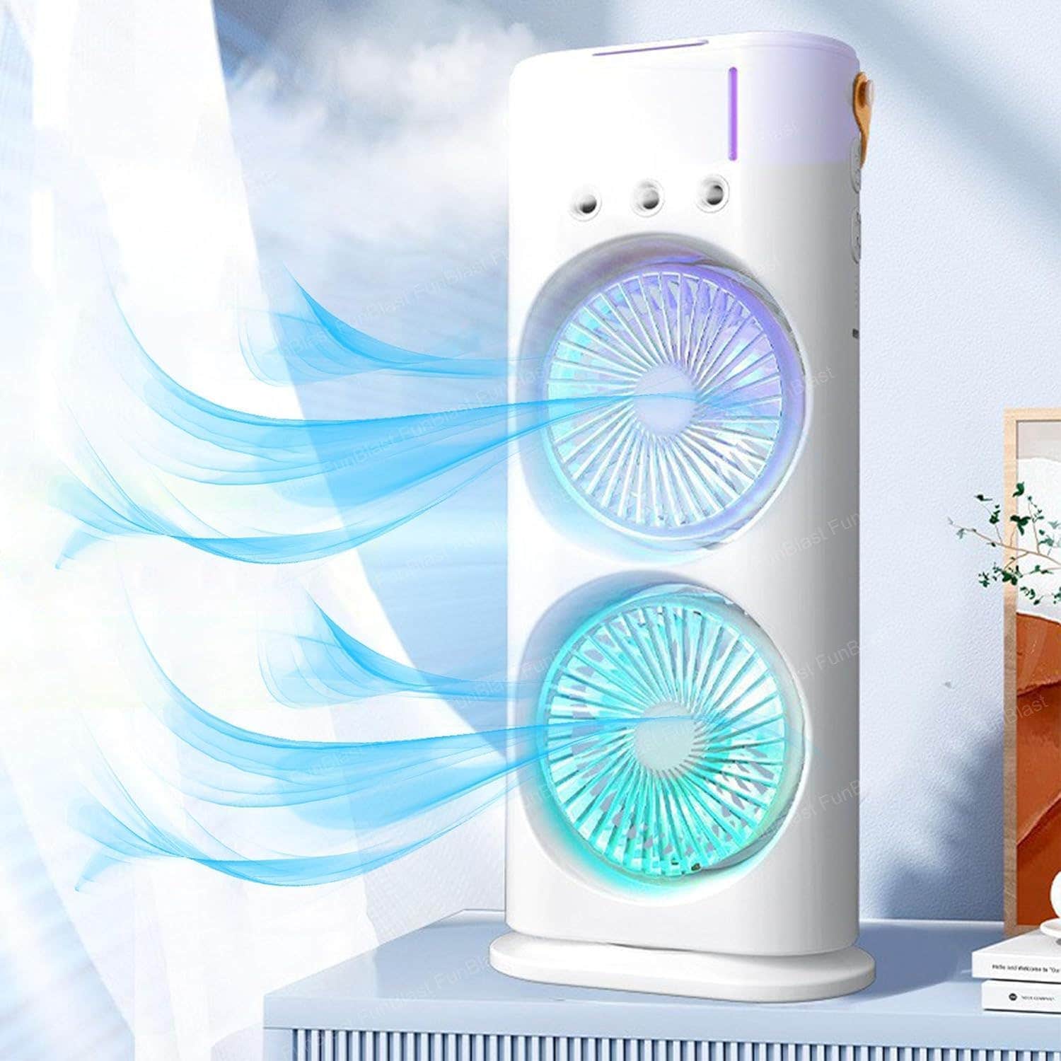 Exxelo Plastic Spray Fan - White