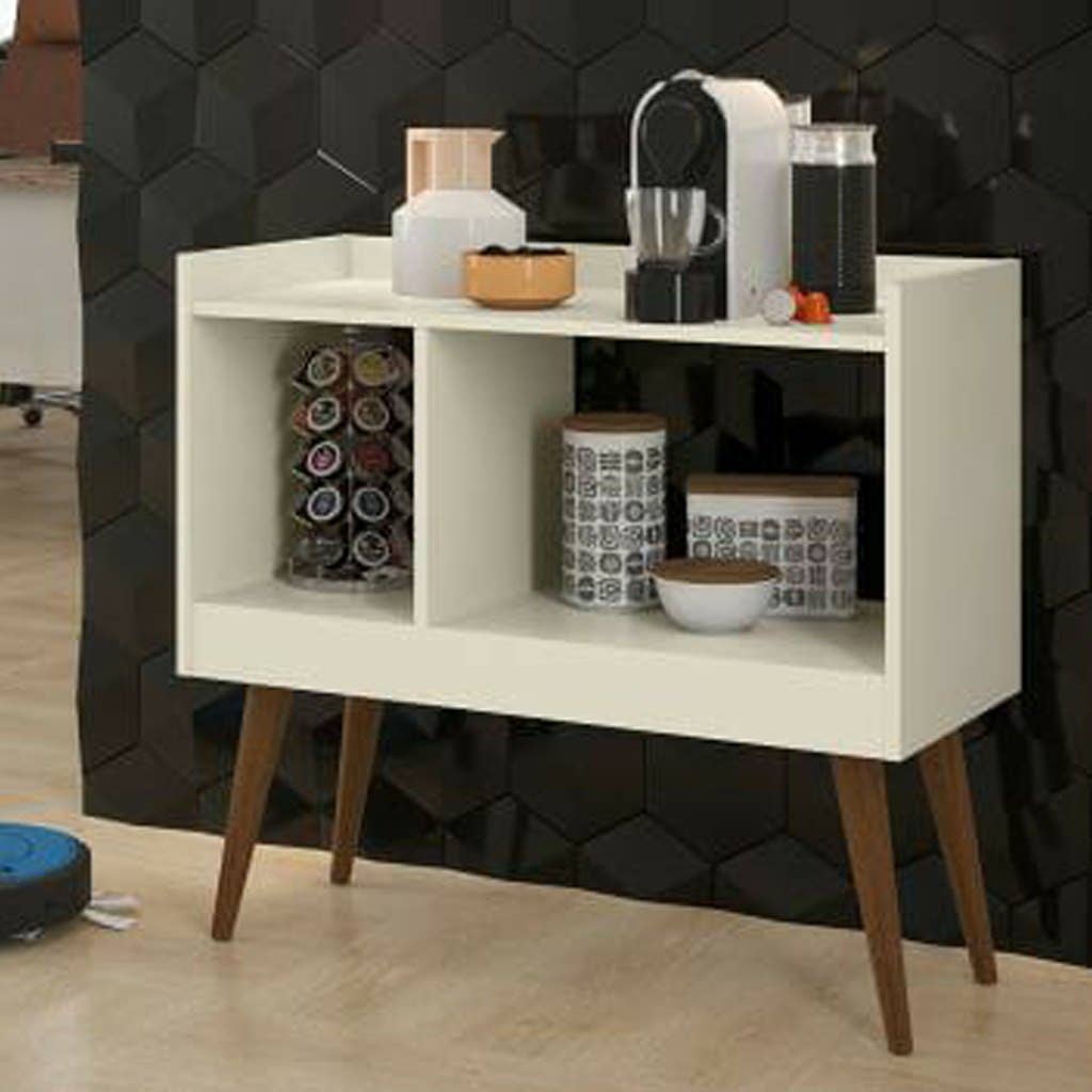 Spanish MDF Wood Table 2 Shelves, 85×80×30 cm - White Brown