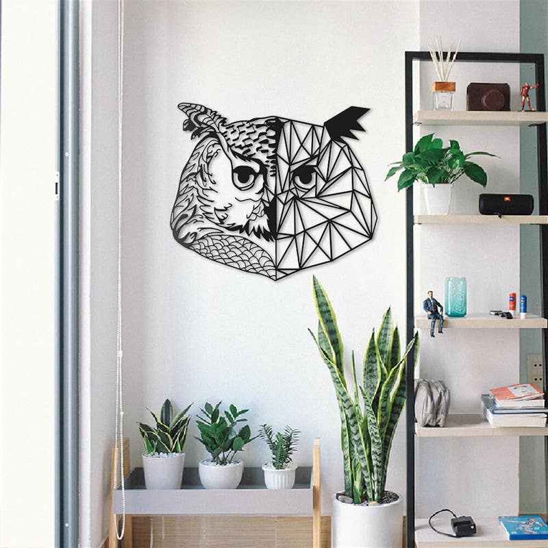 Decorative Wall Hanging, MDF Wood, 105×90×0.5 - Black