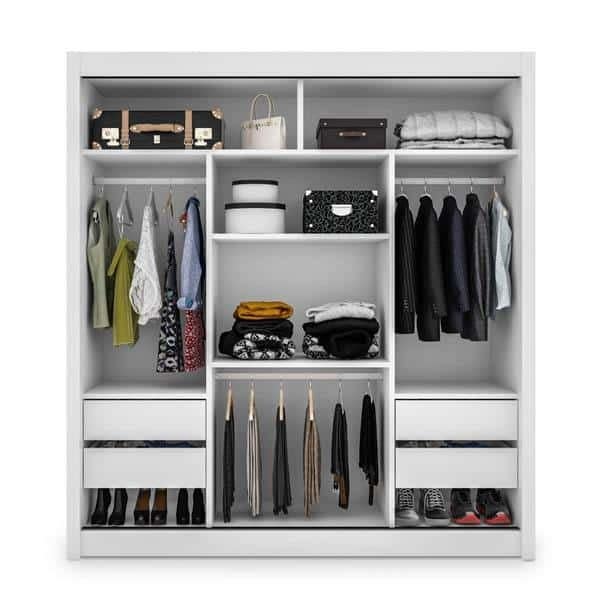 MDF Wood Open Wardrobe, 200x40x200 Cm - White