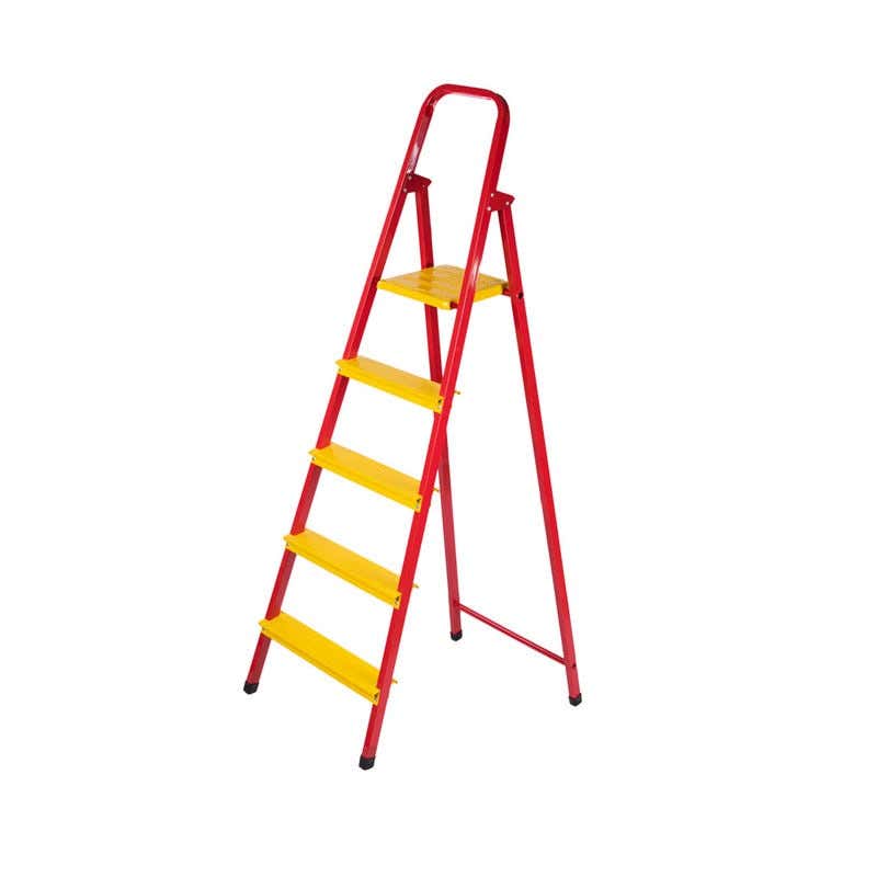 Gohar Metal Ladder, 5 Steps - Red Yellow